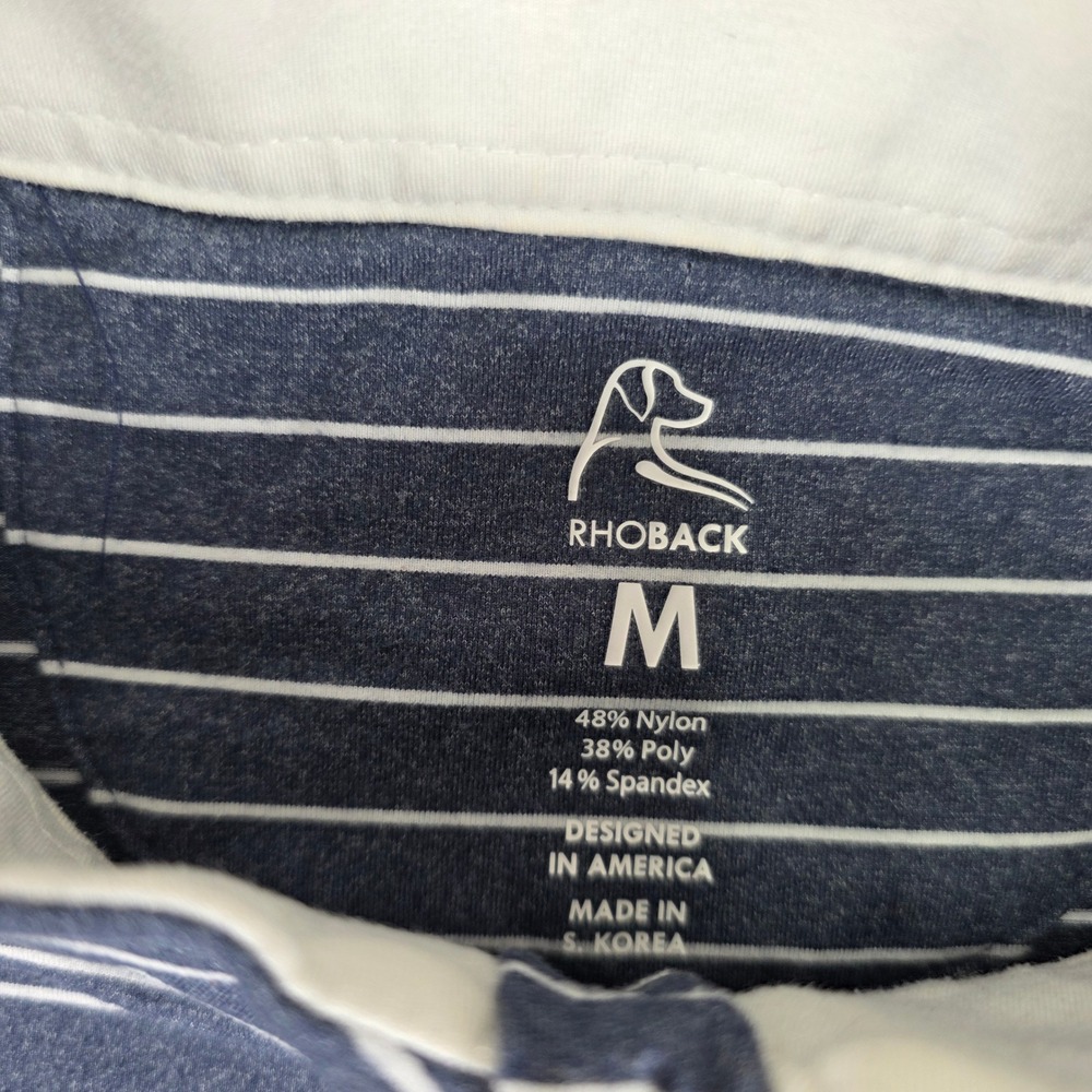 Rhoback Womens Medium Navy White Striped Quarter Zip Pullover Performance *Read - Picture 2 of 10